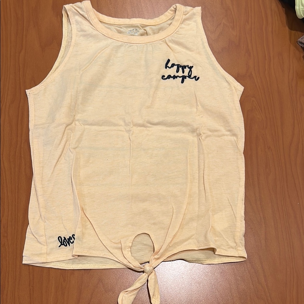 Peach Sleeveless Top with Tie Front